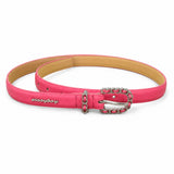 Sissy Boy Womens Skinny Belt With Woven Pu Hardware In Pink