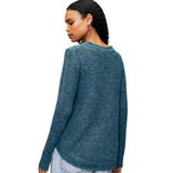 Mandi Womens Crewneck Sweater With Side Buttons In Teal
