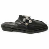 Sissy Boy Womens Mule Loafer With Diamante Trim In Black