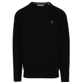 Pringle Mens Henry V Neck Lambswool Sweater In Black
