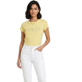 Izabel London Womens Dolce Blign Logo T-Shirt In Yellow