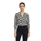 Izabel London Womens Key Hole Printed Blouse In Black & White