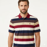Polo Mens Broad Stripe Golfer In Burgundy