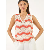 Mandi Ladies Crochet Top In Orange