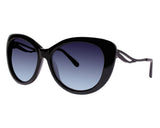 Vera Wang Metallic Catlook Sunglasses For Women In Black