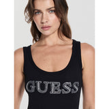 Guess Ladies Embellished Black Logo Tank Top
