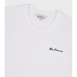 Ben Sherman Mens Essential Long Sleeve Crew T-Shirt In White