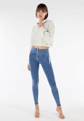 Freddy Womens High Rise With Button J4B Jeans In Light Blue