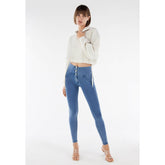 Freddy Womens High Rise With Button J4B Jeans In Light Blue