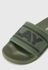 Replay Mens Total Up Slides In Military Green