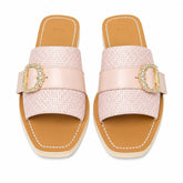 Nº21 Womens Crystal Embellished Woven Slide In Pink