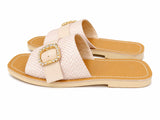 Nº21 Womens Crystal Embellished Woven Slide In Pink