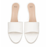 Nº21 Womens Toe Strap 60Mm Leather Mules Heels In White