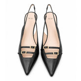 Nº21 Womens Crystal Embroidded Buckle Slingback In Black