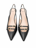 Nº21 Womens Crystal Embroidded Buckle Slingback In Black