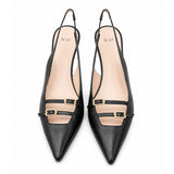 Nº21 Womens Crystal Embroidded Buckle Slingback In Black