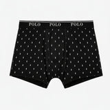 Polo Mens Reid All Over Print Knit Boxer In Black/White