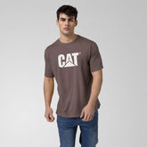 Caterpillar Mens Logo T-Shirt In Peppercorn/White
