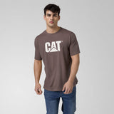 Caterpillar Mens Logo T-Shirt In Peppercorn/White