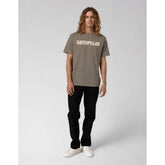 Caterpillar Mens Logo T-Shirt In Fossil/Vanilla