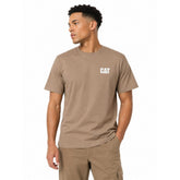 Caterpillar Mens Small Logo T-Shirt In Fossil/White