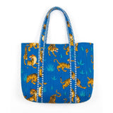 Stella Morgan Medium Size Tiger Shopper Bag In Blue