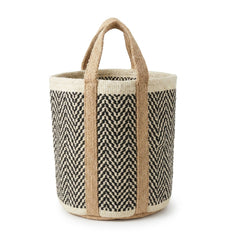 Izabel London Laundry Basket With Shirt In Black & Beige