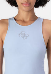 Guess Womens Round Neck Tank Top In Blue