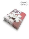 Mother's Choice 3Pc Hooded Towels And 3Pc Facecloths In Pink Plants
