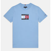 Tommy Hilfiger Boys Script Flag Print T-Shirt In Blue