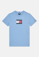 Tommy Hilfiger Boys Script Flag Print T-Shirt In Blue
