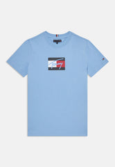 Tommy Hilfiger Boys Script Flag Print T-Shirt In Blue
