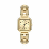 Armani Exchange 3 Hand Stainless Steel Square Watch In Gold