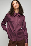 Polo Womens Macey Long Sleeve Tie Blouse In Plum