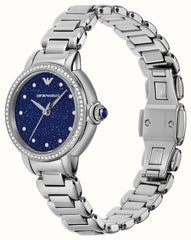 Armani Womens Black Dial Watch In Silver