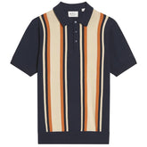 Ben Sherman Mens Vertical Stripe Golfer In Dark Navy