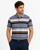 Polo Mens Stripe Short Sleeve Golfer In Blue