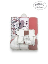 Mother's Choice 3Pc Hooded Towels And 3Pc Facecloths In Pink Plants