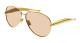 Bottega Veneta Sunglasses Unisex In Gold Brown BV1305S-002