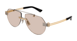 Bottega Veneta Sunglasses Unisex Silver Gold Brown Bv1342S-002