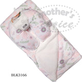 Mother's Choice Unisex Kiddies Pillow & Blanket Purple Flowers In White Multi