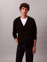 Calvin Klein Recycled Wool Comfort Cardigan In Black