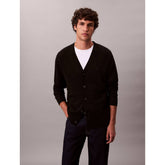Calvin Klein Recycled Wool Comfort Cardigan In Black