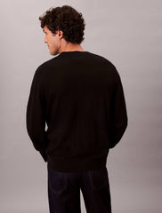Calvin Klein Recycled Wool Comfort Cardigan In Black