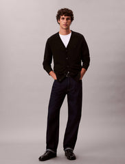 Calvin Klein Recycled Wool Comfort Cardigan In Black