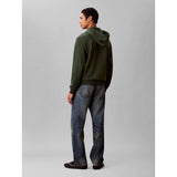Calvin Klein Mens Terry Badge Hoodie In Dark Green