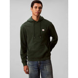 Calvin Klein Mens Terry Badge Hoodie In Dark Green
