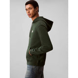 Calvin Klein Mens Terry Badge Hoodie In Dark Green