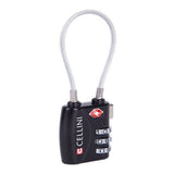 Cellini Accessories TSA 3 Dial Cable Lock In Black