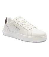 Calvin Klein Mens Chunky Cupsole Sneakers In White and Maroon